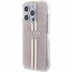 Guess IML 4G kuldne Stripe ümbris jaoks iPhone 15 Pro - roosa