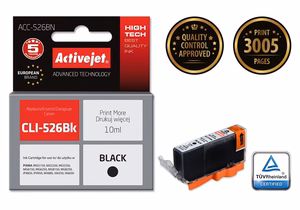 Activejet ACC-526BN – must tindikassett, asendab Canon CLI-526BK, 10 ml, Supreme