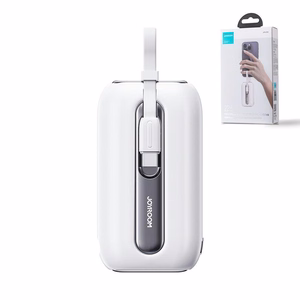 Joyroom mini powerbank 10000mAh värviline seeria 22.5W koos 2 sisseehitatud USB C ja Lightning kaabliga valge (JR-L012)