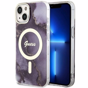 Guess GUHMP14SHTMRSU iPhone 14 6.1" lilla/lilla hardcase Golden Marble MagSafe