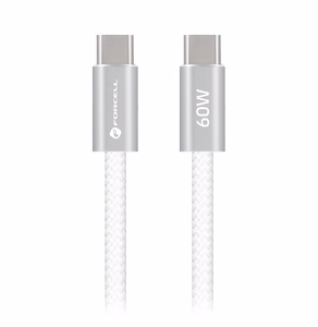 Kaabel USB C USB C Forcell F-Energy QC4.0 PD 3A 60W Cafule Flat 1,2 m CCFN23 valge