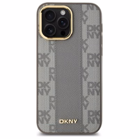 DKNY Leather Checkered Mono Pattern MagSafe iPhone 14 Pro Max Ümbris - Beige