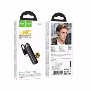 Hoco E201 juhtmevaba mono-peakomplekt, ENC, Bluetooth 6.0, 130 mAh, must