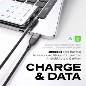 STATIK PowerPivot Pro Nylon Braided Cabel, USB-C to USB-C, 3m, Balck