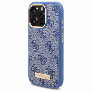 Guess 4G Logo Plate MagSafe Чехол для iPhone 16 Pro Max - синий