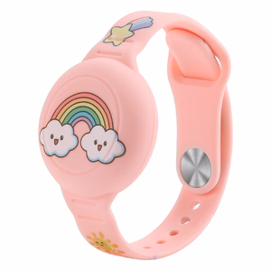 AirTag Ümbris Wristband Silikoon Wristband jaoks Laste - roosa koos vikerkaar