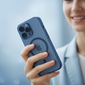 Case for iPhone 17 Pro Max / 18 Pro Max (low camera edge) Flexline Mag Cover compatible with MagSafe navy blue