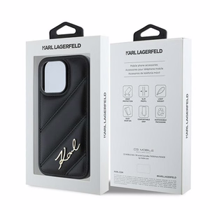Karl Lagerfeld Diagonal Quilted Script ümbris jaoks iPhone 13 Pro Max - must