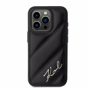 Karl Lagerfeld Diagonal Quilted Script ümbris jaoks iPhone 15 Pro - must