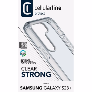 Cellularline Clear Strong ümbris seadmele Samsung Galaxy S23+, integreeritud antibakteriaalse koostisega, läbipaistev