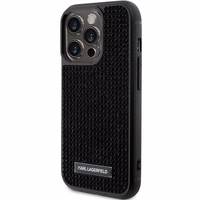 Karl Lagerfeld Rhinestone Logo Metal Plate ümbris jaoks iPhone 15 Pro Max - must