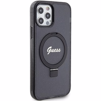Guess Ring Stand Script Glitter MagSafe ümbris jaoks iPhone 12/12 Pro - must