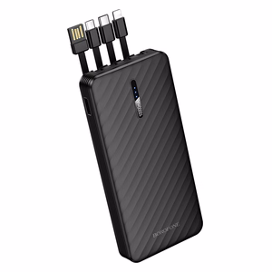 Borofone Power Bank 10000mAh BJ84 Smooth - USB - with USB, Type C, Lightning and Micro USB cables black