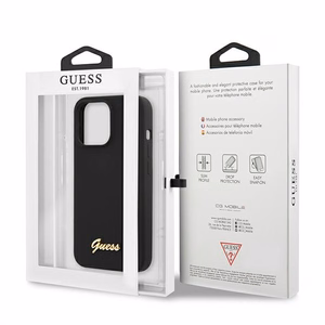 Guess GUHMP13LLSLMGBK iPhone 13 Pro / 13 6.1" must/must hardcase Silikoonist Script Gold Logo MagSafe