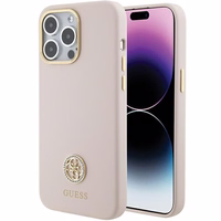 Guess Silicone Logo Strass 4G Ümbris jaoks iPhone 15 Pro Max - roosa