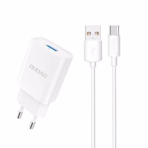 Dudao A4EU USB-A 2.1A wall Laadija - valge + USB-A - USB-C kaabel