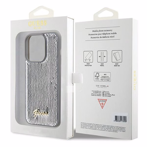 Guess Sequin Script Metal ümbris jaoks iPhone 15 Pro - hõbedane