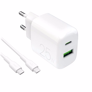 Puro PROLITE 25W USB-A / USB-C wall laadija + USB-C - USB-C kaabel 1.2m - valge