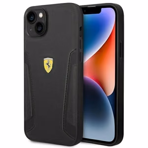 Чехол Ferrari FEHCP14MRBUK Leather Stamp Sides для iPhone 14 Plus 6.7", чёрный
