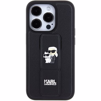 Karl Lagerfeld Gripstand Saffiano Karl&Choupette Pins ümbris jaoks iPhone 15 Pro Max - must