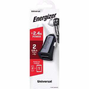 Energizer Classic D12 autolaadija, 2 × USB-A, 12 W / 2,4 A, must