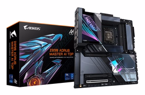 GIGABYTE Z890 AORUS MASTER AI TOP emaplaat — toetab Intel Core Ultra (Series 2) protsessoreid, 20+1+2-faasiline VRM, DDR5 kuni 9500 MHz (OC), PCIe 5.0 M.2, Wi-Fi 7, Thunderbolt 4
