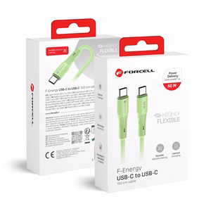 Кабель USB C to USB C Forcell F-Energy QC4.0 PD 3A 60W Silicone 1 m C344 зелёный