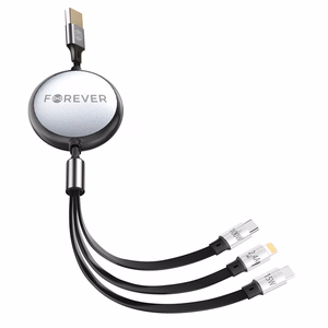 Forever 3in1 kaabel USB - Lightning + 2x USB-C 1,2 m 100W must
