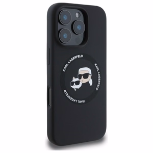 Karl Lagerfeld KLHMP16XSKCHTCK iPhone 16 Pro Max 6.9" чёрный/чёрный жёсткий чехол Silicone Karl&Choupette Heads MagSafe