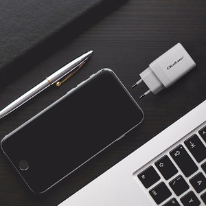 Qoltec 51825 GaN 45W laadija, 5-20V, 1.5-3A, 1 x USB-C PD, 1x USB QC 3.0, valge
