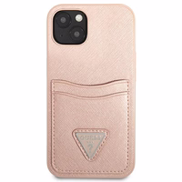 Guess GUHCP13SPSATPP iPhone 13 mini 5,4 "roosa / roosa hardcase SaffianoTriangle Logo Cardslot