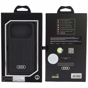 Audi kunstnahast ümbris seadmele iPhone 18 Pro / 17 Pro, MagSafe-ühilduv – must