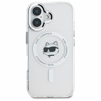 Karl Lagerfeld IML Metal Choupette Head MagSafe ümbris jaoks iPhone 16 Plus - valge