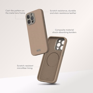 Moshi Napa MagSafe kvaliteetsest vegannahast ümbris seadmele iPhone 15 Pro Max, Eggnog White värvitoonis