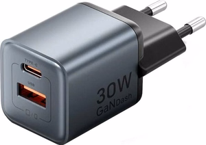 Vention 30W laadija GaN-tehnoloogiaga, 1× USB-A, 1× USB-C, must