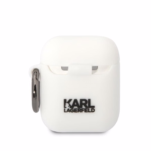KARL LAGERFELD ümbris jaoks APPLE Airpods 1 / 2 KLA2RUNCHH (3D Sil NFT Choupette) valge