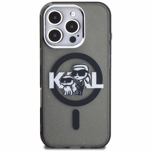 Karl Lagerfeld IML Glitter Karl & Choupette Sketch Logo MagSafe чехол iPhone 16 Pro - черный