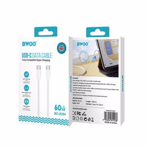 BWOO Cable USB-C - USB-C 1m 60W jaoks iPhone 15 BO-X284 valge