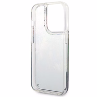 Guess Flower Liquid Glitter ümbris jaoks iPhone 14 Pro Max - sinine