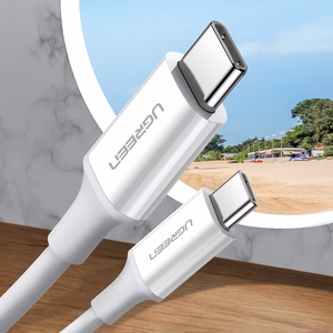 Ugreen US264 60518 USB-C / USB-C PD QC AFC kaabel 1m - valge
