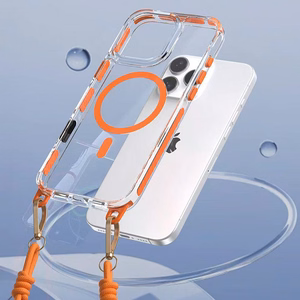 Tel Protect Strap Clear Ümbris jaoks Iphone 15 oranž