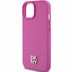DKNY Leather Pattern Metal Logo MagSafe Ümbris jaoks iPhone 15 / 14 / 13 - Roosa
