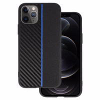 Tel Protect CARBON Ümbris jaoks Iphone 11 Pro Must with sinine stripe