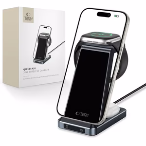 Tech-Protect QI15W-A26 Induktiivne Laadija 15W 3in1 jaoks Smartphone / Kõrvaklapid / Apple Watch - must