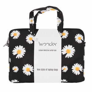 Wonder Сумка-портфель для ноутбука 13-14 дюймов чёрная с ромашками