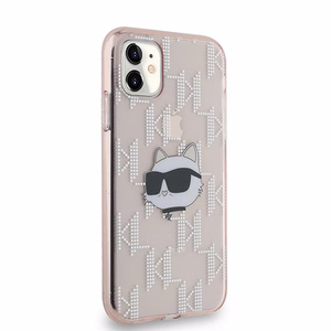 Karl Lagerfeld IML Choupette Head & Monogram ümbris jaoks iPhone 11 / Xr - roosa