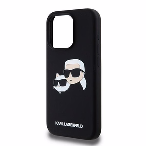 Силиконовый чехол Karl Lagerfeld Karl&Choupette MagSafe для iPhone 15 Pro Max - чёрный