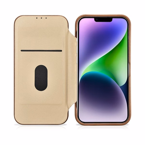 Чехол iCarer CE Premium Leather Folio для iPhone 14 Plus магнитный с откидной крышкой MagSafe коричневый