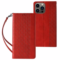 Magnet rihmaga ümbris iPhone 14 Pro ümbris koos Flip Wallet Mini Lanyard Stand Punane
