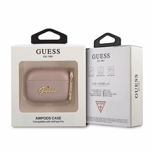 Guess GUAPSASMP AirPods Pro ümbris roosa/roosa Saffiano Script Metal Collection